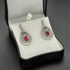 18ct White Gold Ruby & Diamond Earrings