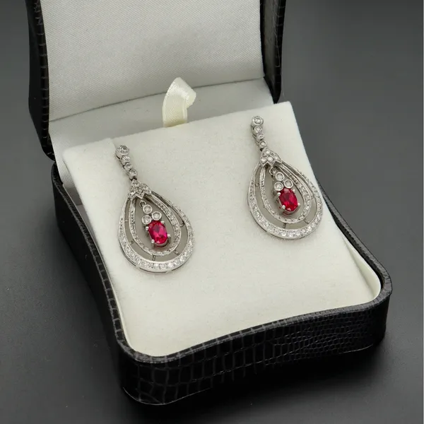 18ct White Gold Ruby & Diamond Earrings