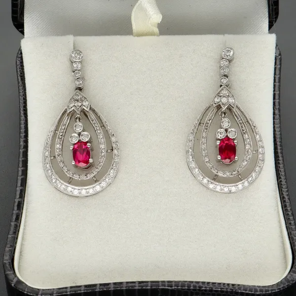 18ct White Gold Ruby & Diamond Earrings