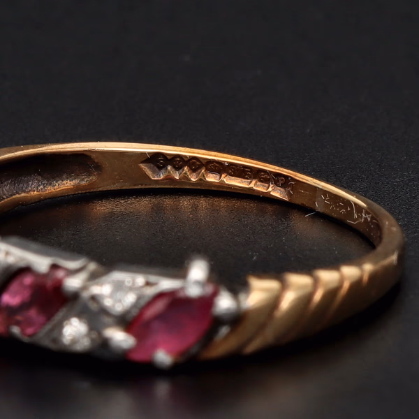 9ct Yellow Gold Ruby & Diamond Ring