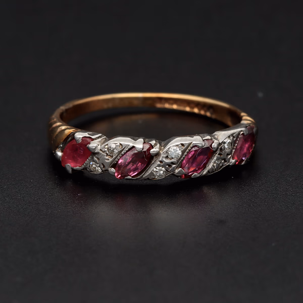 9ct Yellow Gold Ruby & Diamond Ring