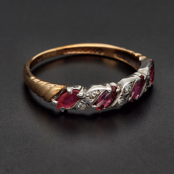 9ct Yellow Gold Ruby & Diamond Ring