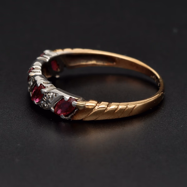 9ct Yellow Gold Ruby & Diamond Ring