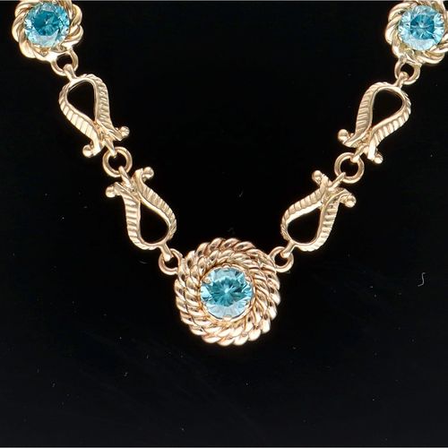 Heavy 9ct Gold Topaz Choker Necklace image-3