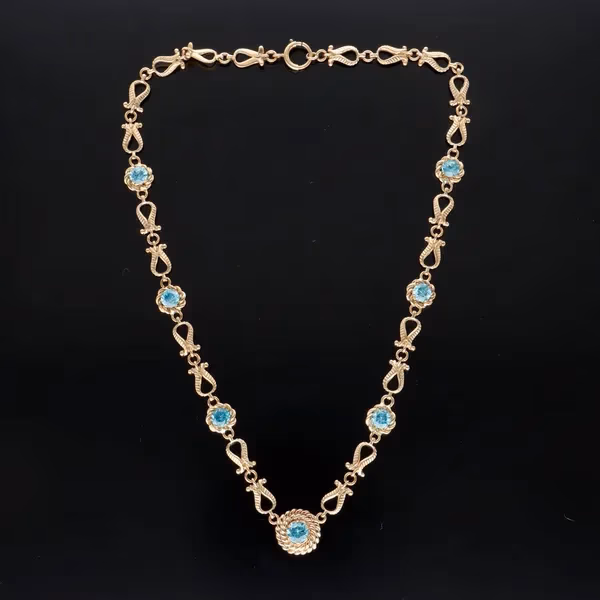 Heavy 9ct Gold Topaz Choker Necklace
