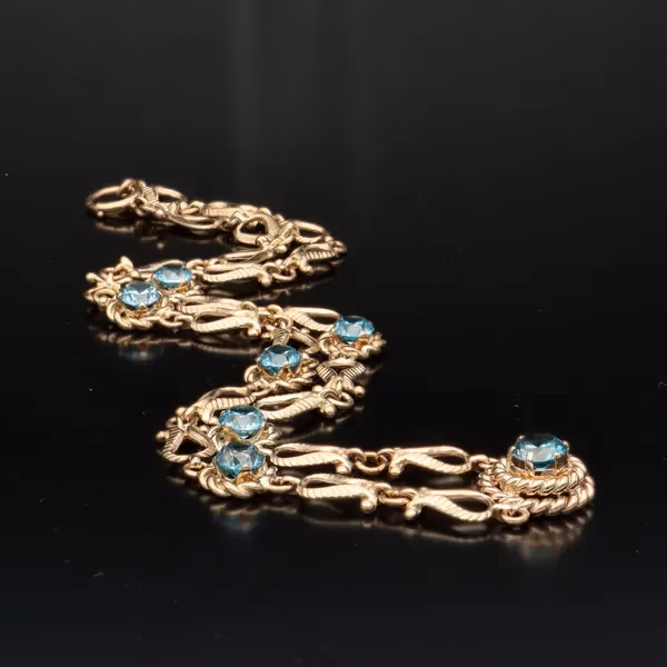 Heavy 9ct Gold Topaz Choker Necklace