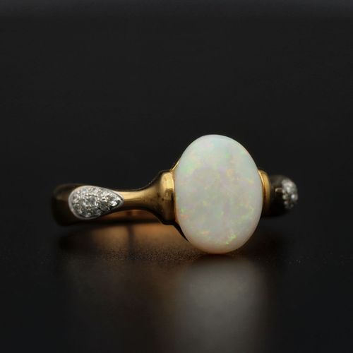 18ct Gold Opal and Diamond Ring image-1