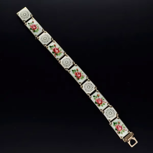 David Andersen Vermeil Silver and Guilloche Enamel Bracelet