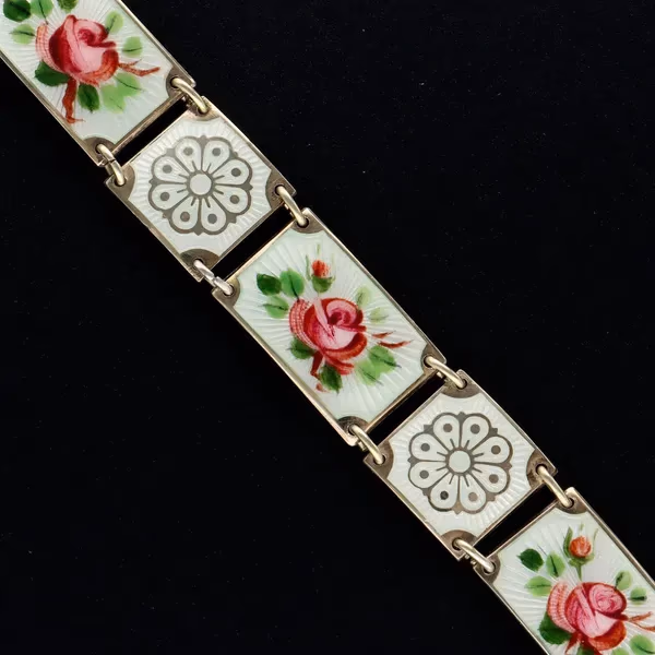 David Andersen Vermeil Silver and Guilloche Enamel Bracelet