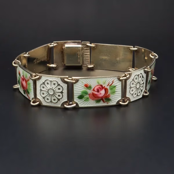 David Andersen Vermeil Silver and Guilloche Enamel Bracelet