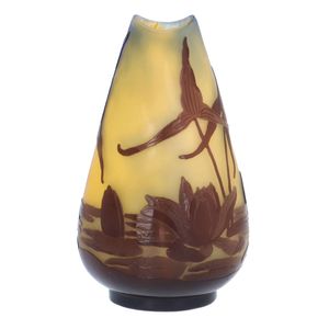 Galle Aquatic Lillies Glass Vase
