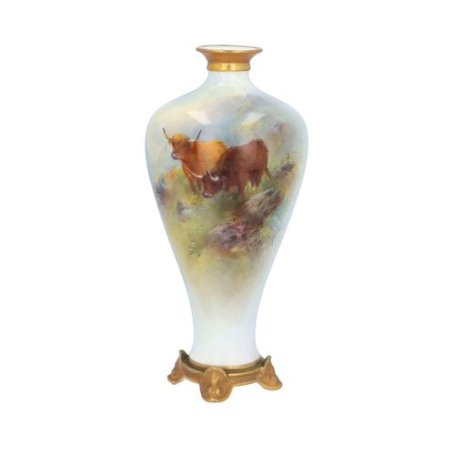 Royal Worcester H Stinton Footed Vase image-1