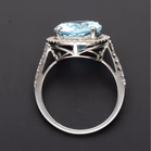 18ct White Gold Aquamarine and Diamond Ring