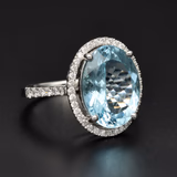18ct White Gold Aquamarine and Diamond Ring