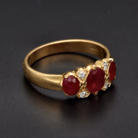 18ct Yellow Gold Ruby and Diamond Ring