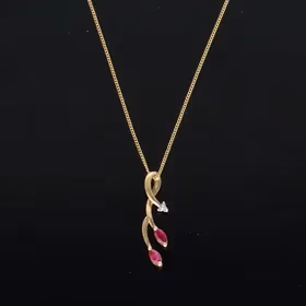 9ct Gold Ruby and Diamond Pendant Necklace