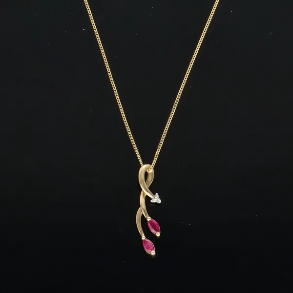 9ct Gold Ruby and Diamond Pendant Necklace