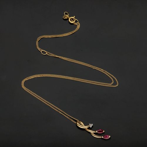 9ct Gold Ruby and Diamond Pendant Necklace image-3