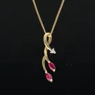 9ct Gold Ruby and Diamond Pendant Necklace
