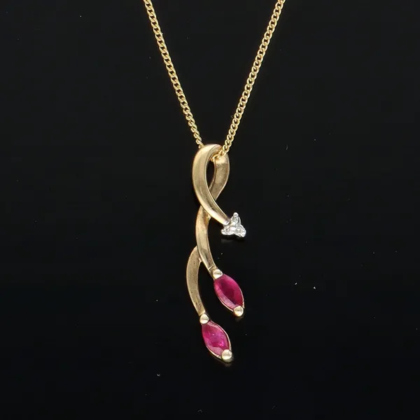 9ct Gold Ruby and Diamond Pendant Necklace