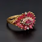 18ct Gold Ruby Cluster Ring