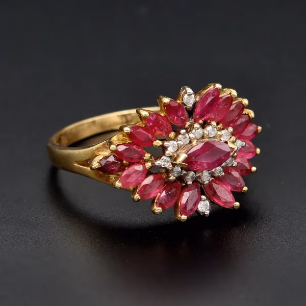 18ct Gold Ruby Cluster Ring