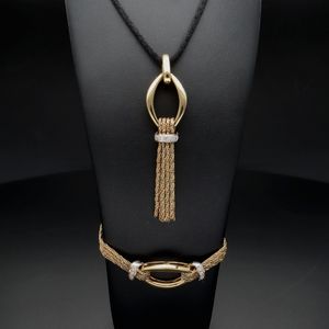 1970s 18ct Yellow Gold Diamond Pendant and Bracelet