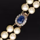 Cultured Pearl and Ceylon Sapphire Two Row Necklace