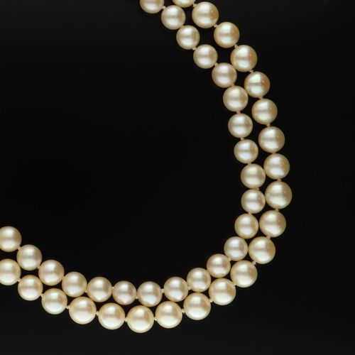 Cultured Pearl and Ceylon Sapphire Two Row Necklace image-5
