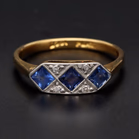 18ct Yellow Gold Art Deco Topaz & Diamond Ring