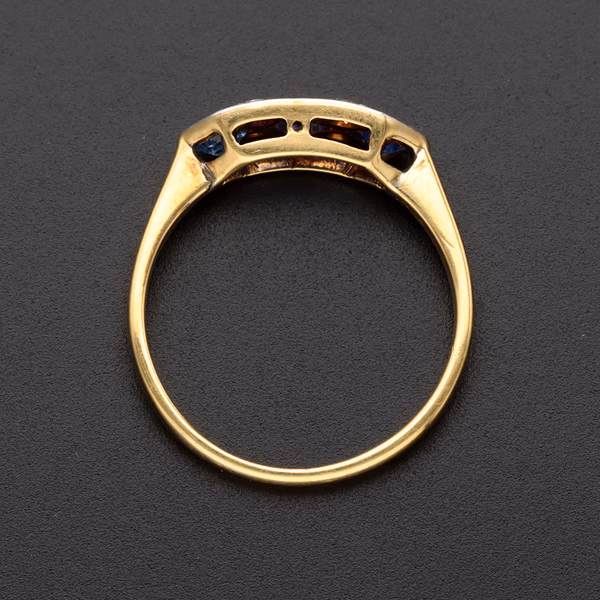 18ct Yellow Gold Art Deco Topaz & Diamond Ring