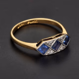 18ct Yellow Gold Art Deco Topaz & Diamond Ring