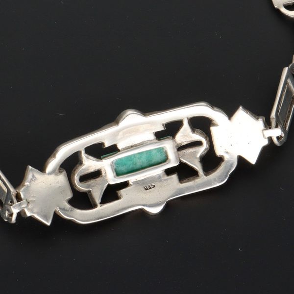 Art Deco Silver Marcasite & Peking Glass Bracelet