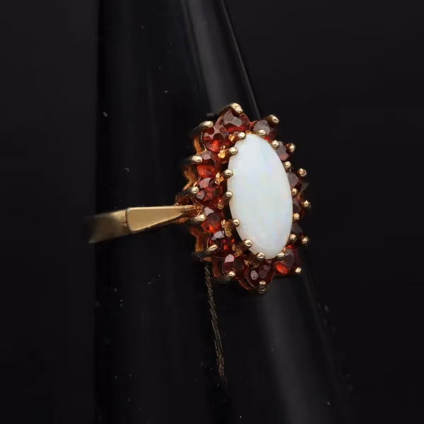 Gold Opal Garnet Ring. Edinburgh 1984