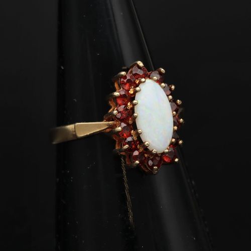 Gold Opal Garnet Ring. Edinburgh 1984 image-1