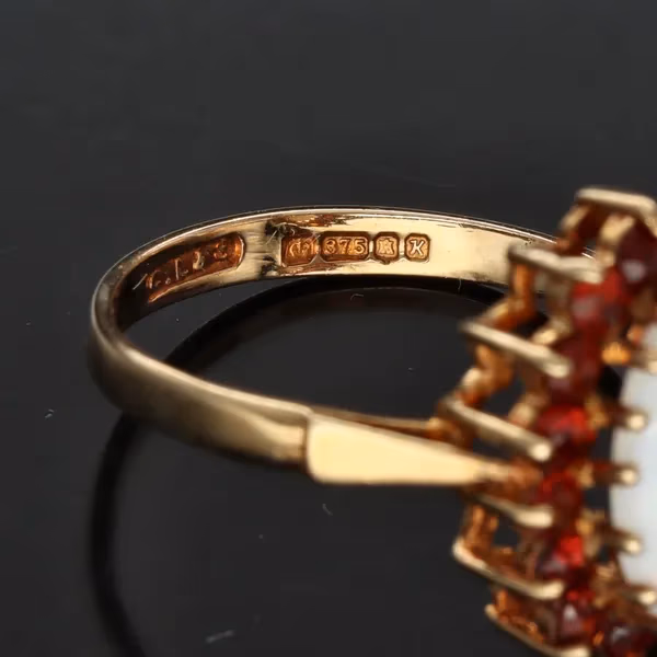 Gold Opal Garnet Ring. Edinburgh 1984