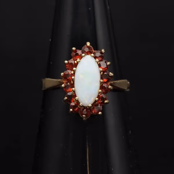 Gold Opal Garnet Ring. Edinburgh 1984