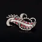 Vintage 18ct White Gold Ruby and Diamond Brooch