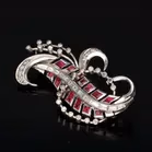 Vintage 18ct White Gold Ruby and Diamond Brooch