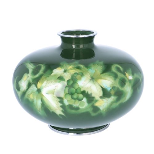 Japanese Showa Period Cloisonné Enamel Grape Vase image-1