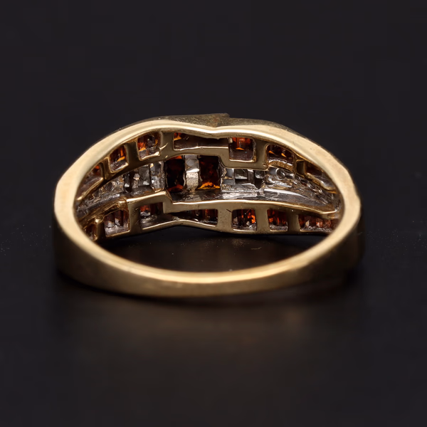 9ct Yellow Gold Amber & Diamond Ring