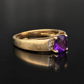 Gold Amethyst Diamond Ring