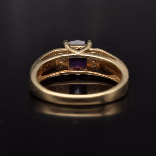 Gold Amethyst Diamond Ring
