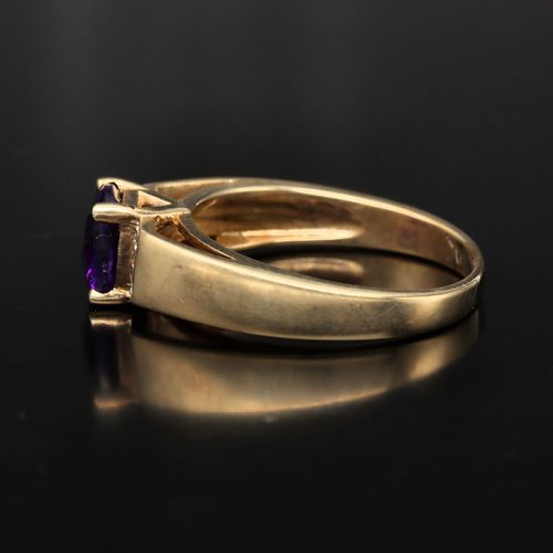 Gold Amethyst Diamond Ring image-3
