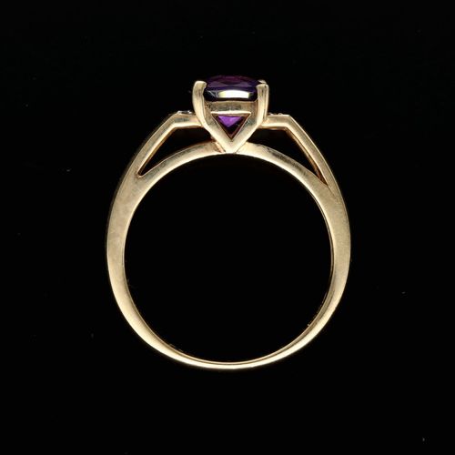 Gold Amethyst Diamond Ring image-6