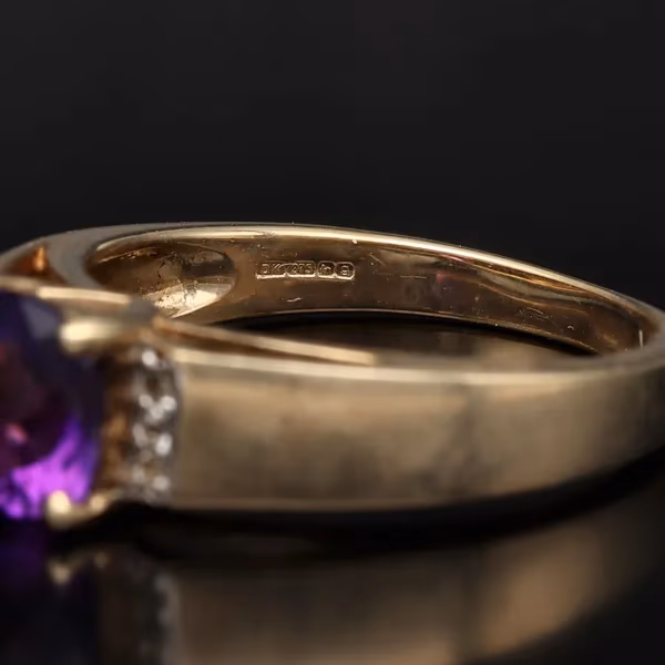 Gold Amethyst Diamond Ring