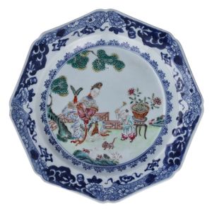 Chinese 18th Century Famille Verte Octagonal Plate