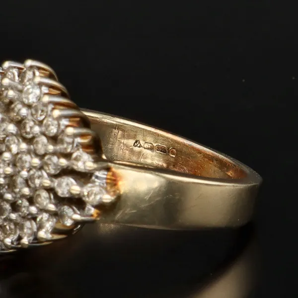 Vintage 9ct Gold Diamond Cluster Ring