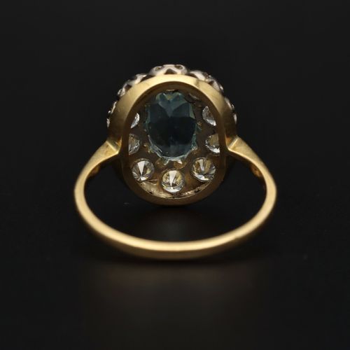 18ct Gold Aquamarine and Diamond Ring image-5