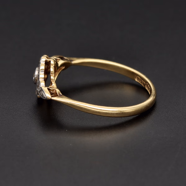 18ct Yellow Gold Circa 1930s Diamond Floral Cluster Ring